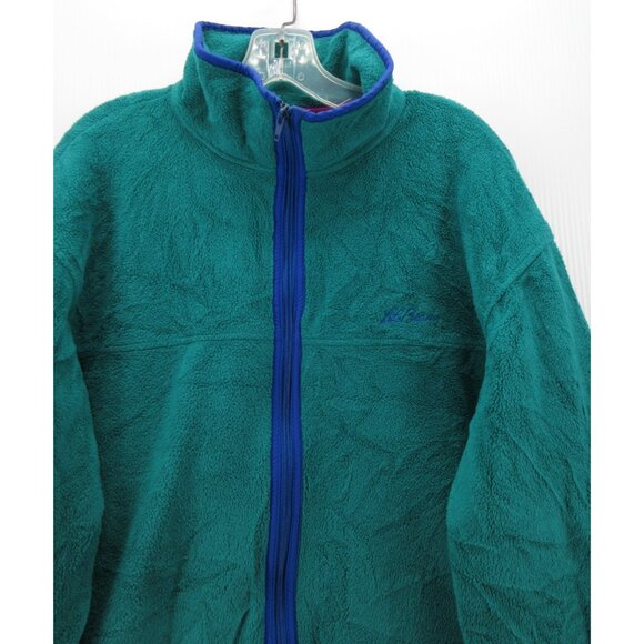 VINTAGE LL Bean Jacket XL Teal Fleece 90s Hiking Full Zip Coat - Picture 2 of 13